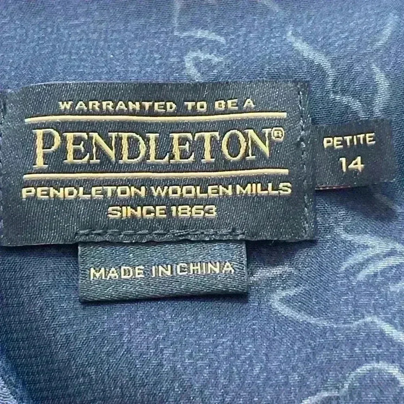 Pendleton Sleeveless Navy Blue Floral Dress 14P - Picture 8 of 12